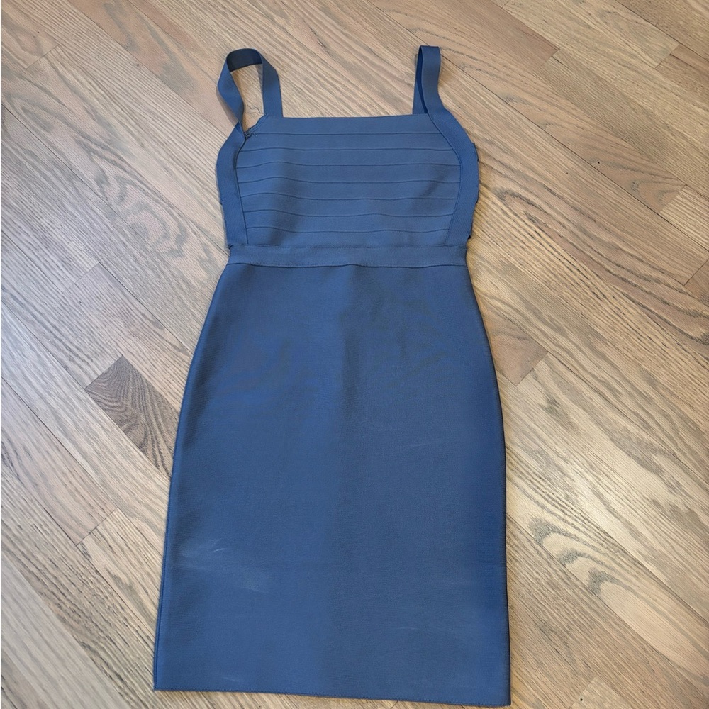 Tiger Mist Blue Sheath Mini Dress with Square Neck for Cocktail